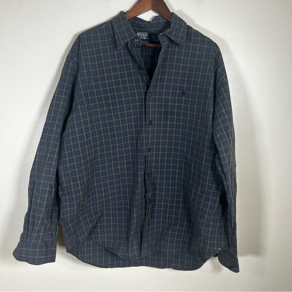 Polo Ralph Lauren Blue and Green Plaid Button-Up Shirt - Picture 1 of 3